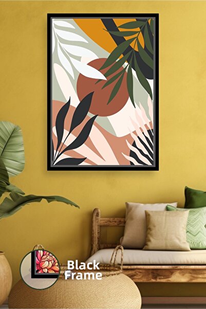 KOSS Dijital Pictură pe pânză înrămată în stil estetic boem, cu forme vegetal...