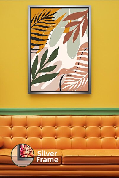 KOSS Dijital Pictură pe pânză înrămată în stil boho cu model de frunze, care ...