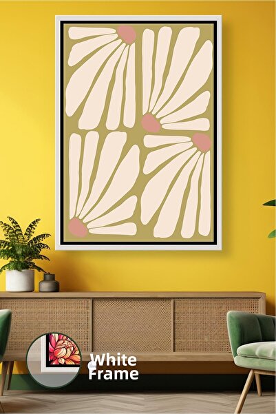 KOSS Dijital Pictură murală cu model de flori pe fundal de muștar, stil boem ...