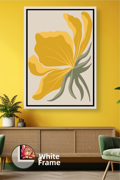 KOSS Dijital Decor de perete boem cu model de flori galbene, stil boho abstra...