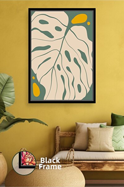 KOSS Dijital Tone verde și crem Model de frunze în stil boho Decor de perete ...