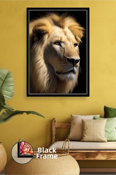 KOSS Dijital Portret de leu alb Ornament de perete modern cu tematică animală...