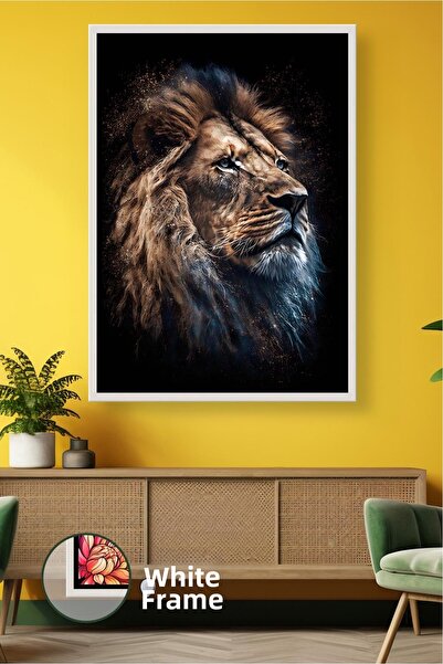 KOSS Dijital Ρεαλιστικό πορτρέτο λιονταριού με θέμα το ζώο, σκούρο σκηνικό, μ...