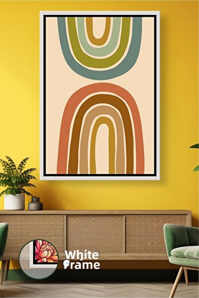 KOSS Dijital Pictură pe pânză în stil boho, model abstract curbat, cu cadru, ...