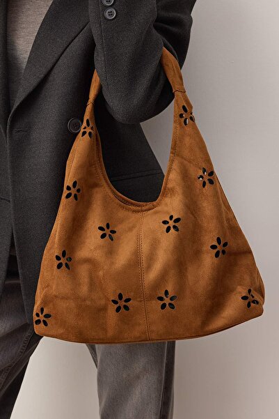 TRENDYOL SHOES Braune Wildleder-Damen-Umhängetasche Midi TAKSS26OC00004