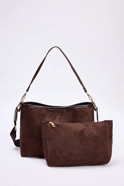 TRENDYOL SHOES Braune Wildleder-Damen-Umhängetasche TAKAW26OC00076