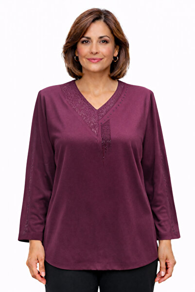 BURSPA Bluză din bumbac pieptănat, cu tăietură confortabilă, cu decolteu în V...