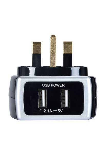 Masterplug محول طاقة بمقبس واحد مع واقي من زيادة التيار مع منافذ شحن USB مزدوجة باللون الأسود