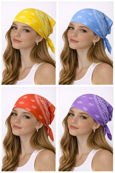 Rupen Kraft 100% cotton classic pattern unisex 4-piece bandana set colorful bandana ethnic patterned a quality bandana