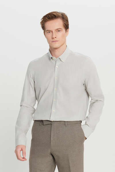 AC&Co / Altınyıldız Classics Cămașă pentru bărbați, gri, 100% bumbac, Oxford,...