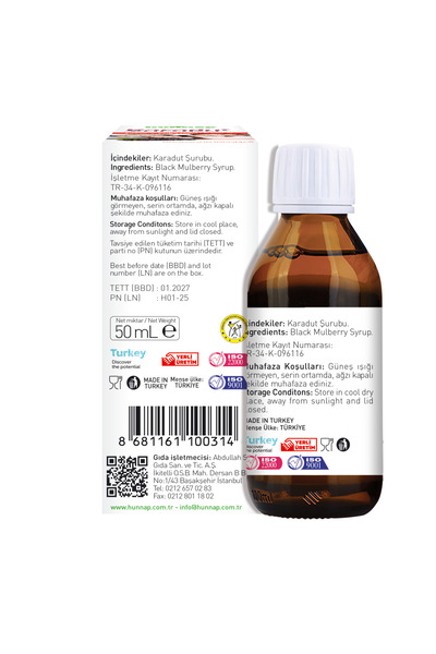 Hünnap Karadut Şurubu 50 ml ( Her öğün )