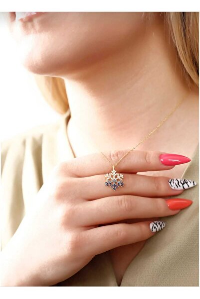 KAR DİAMOND 14 Ayar Altın Zincirli Renk Geçişli Kar Tanesi Kolye Sertifikalı ...