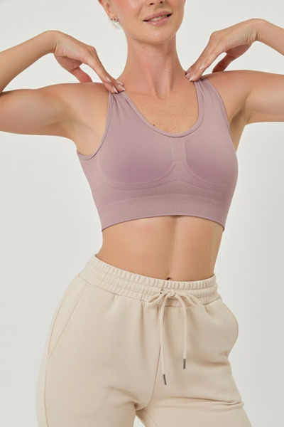 MİSTİRİK Rosella Model Sıkılaştırıcı Kalın Askılı Pedsiz Büstiyer Gül Kurusu Renk06