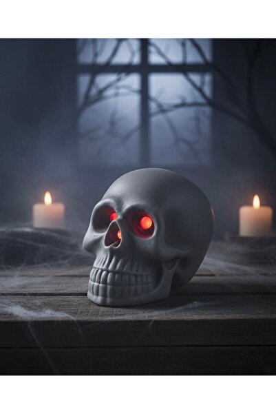 Store Işıklı Kuru Kafa – Gamer Masası Dekoratif Figür & Gece Lambası