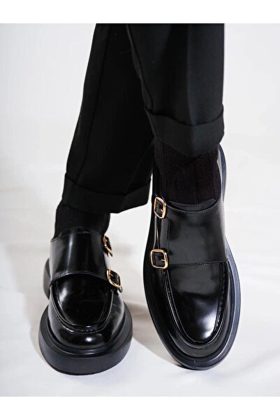 Byterre Luis Çift Tokalı Hakiki Deri El Yapımı Siyah Casual Ayakkabı