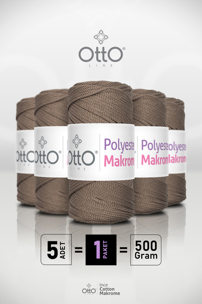 Otto خيط بوليستر مكرامية - مينك - عبوة من 5 قطع - 2 مم/100 جرام/100 متر - خيط...