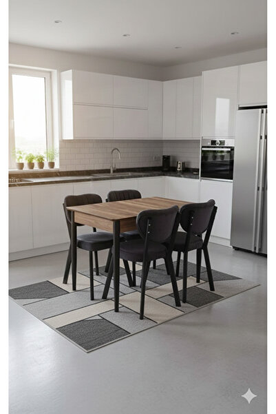 ÖZCAN METAL 70X110 MDF Masa Elma Sandalye Mutfak Balkon Masa Sandalye Takımı