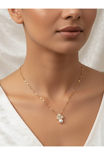 DlaraJewelry قلادة لؤلؤ ذهبية اللون إكسسوار نسائي