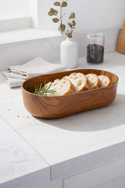 CASTEROLİ Akasya Görünümlü Büyük Boy Oval Ekmek & Meyve Sepeti Ekmek Kutusu -...