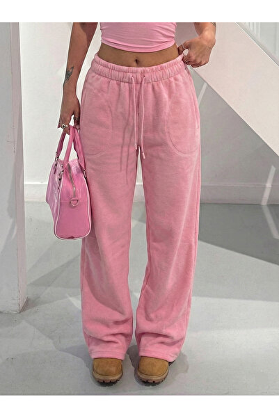 Nuzrk kids POLAR Kadın PEMBE Büyük Beden Baggy Bol Kesim Kışlık Kalın Kumaş E...