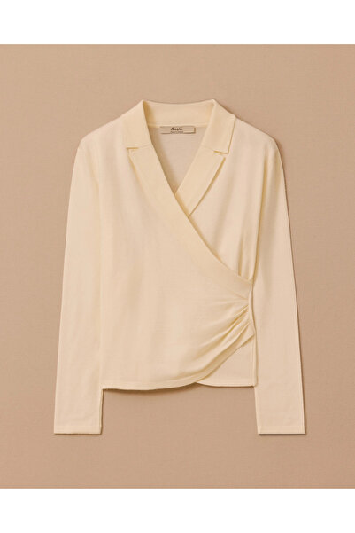 SEÇİL Kruvaze Drapeli Triko Bluz