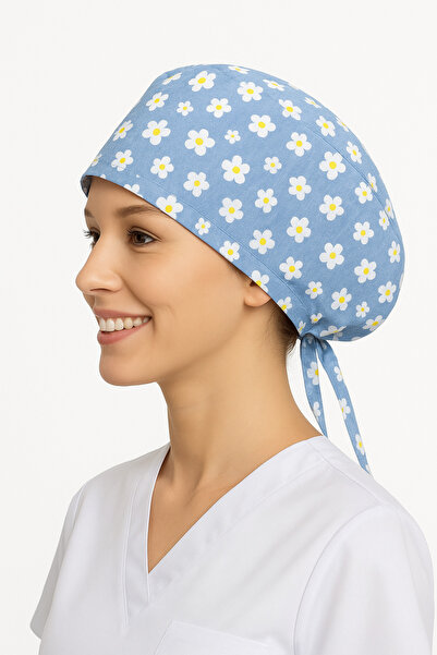 Odeys Papatyalı Mavi Doktor Hemşire Aşçı Cerrahi Bone Hastane Bone Bandana M447