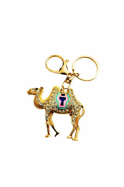 Saudi Arabia سلسلة مفاتيح تذكارية على شكل جمل مطلية بالذهب
