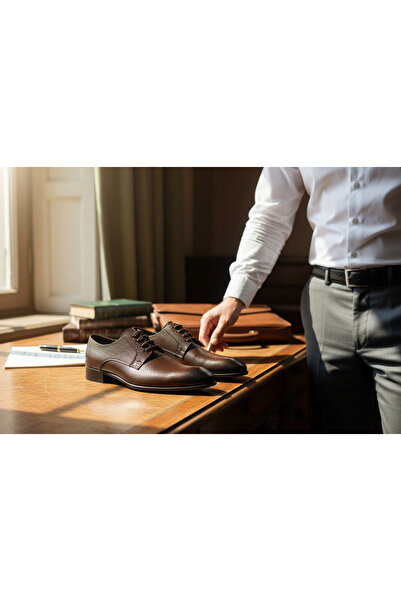 abar classic حذاء رجالي من الجلد الطبيعي بنعل نيوليت مع أربطة وطباعة