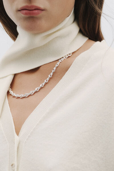 Pilea Knitwear Scarf Knitted Cardigan Ecru