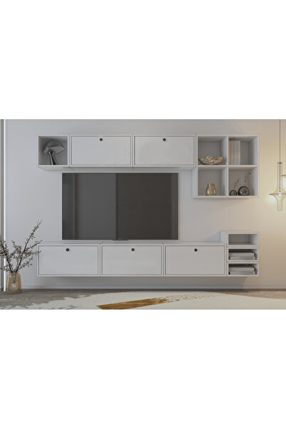 Nettrends Modern 5 Kapaklı Çok Fonksiyonlu Duvar Ünitesi PNR-TVT-1002