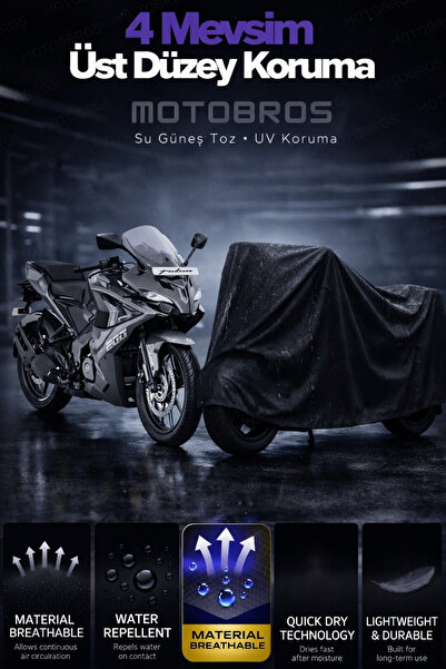 Motobros Motosiklet Branda Pulsar Rs 200 Siyah Su Geçirmez Dayanıklı (EN KALIN) Kumaş Ömürlük Kullanım