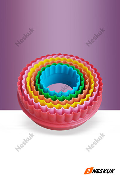 Neskuk 6-Piece Serrated Round Cookie Mold Sugar Plasticine Mold Volovan Shape...