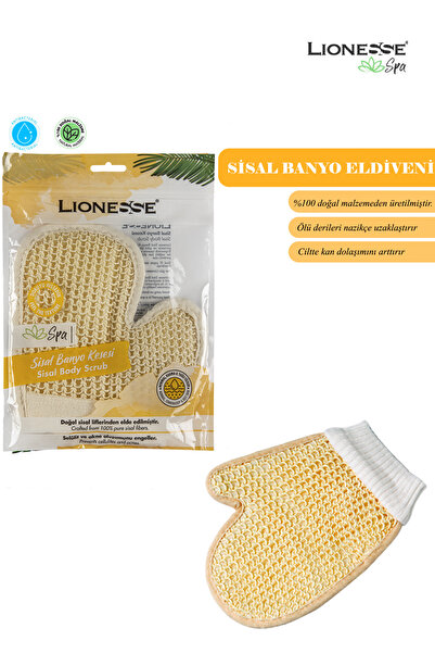 Lionesse Sisal Eldiven L-433 - %100 Doğal , Peeling Etkisi