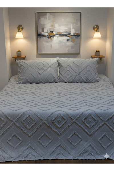 EnModa Hürrem Çift Kişilik Pike Takımı Gri