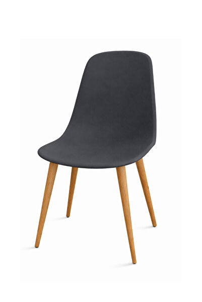 Estelia Abant Eames Sandalye Antrasit Mutfak Sandalyesi – Ahşap Naturel Ayakl...