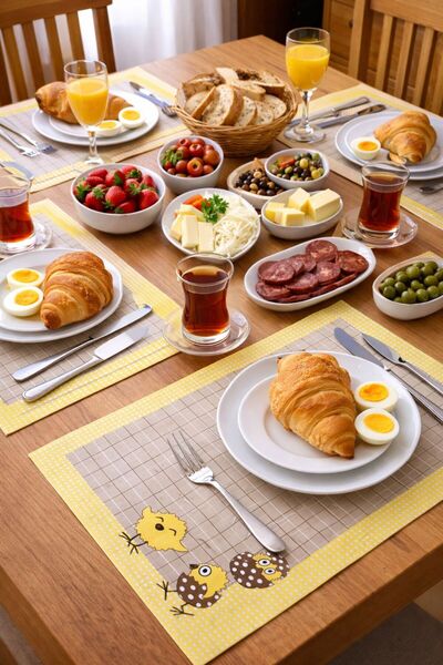 GenelTedarik Color Your Breakfast Tables 12 Pieces 30X40 Disposable American Service