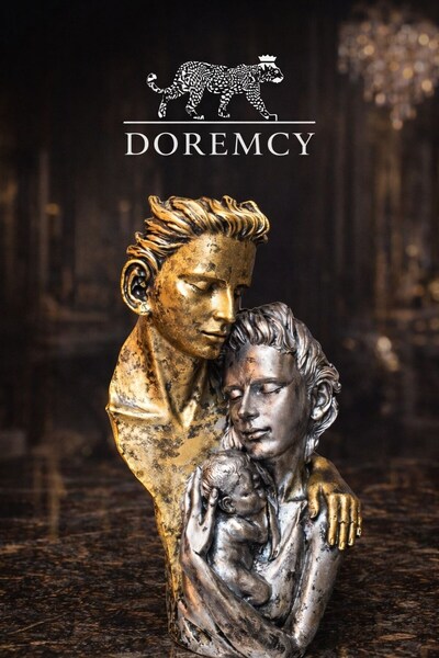 Doremcy Gümüş ve Gold Anne Baba Çocuk Aile Biblo Dekoratif Süs