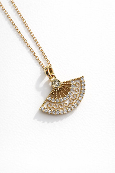 HOUSEKİ Çelik Kararmaz Beyaz Yelpaze Kolye