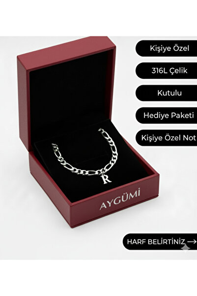 Miyoste (HARF ISTEYİNİZ) Kararmaz Çelik Unisex Harfli Bileklik Sevgili/çift/a...