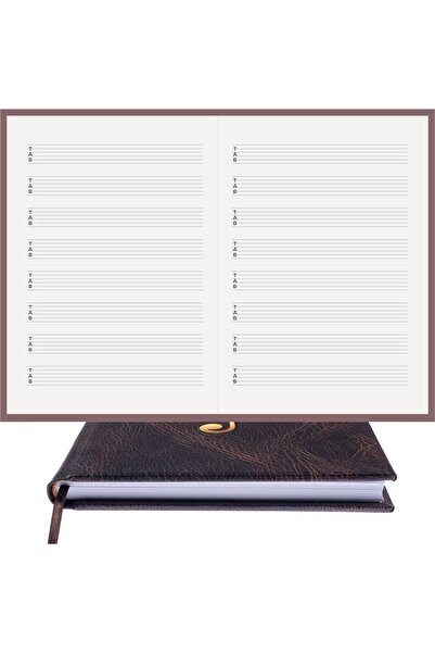 BİDEFTER Guitar Note Book - with Tab Key - 100% Handmade, Hand Stitched, 2026 Collection – Articulated Bound – A/5