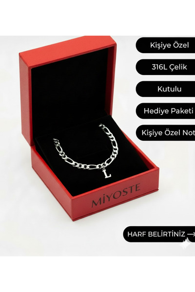Miyoste Sevgililer Gününe Özel Çelik Unisex Harfli Bileklik Sevgili/çift/arka...
