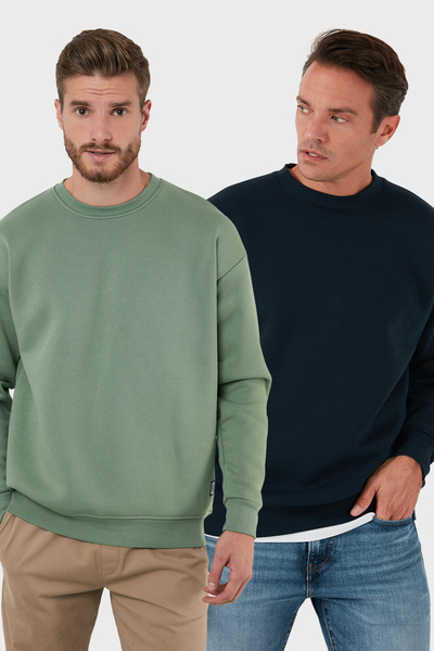 Buratti Ανδρικό φούτερ Regular Fit Crew Neck με λουράκια, συσκευασία 2 τεμαχί...