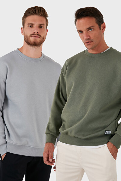 Buratti Ανδρικό φούτερ Regular Fit Crew Neck με λουράκια, συσκευασία 2 τεμαχί...