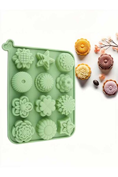 MUM 12'li Çiçek Yıldız Şekilli Çikolata, Puding, Kek, Sabun, Mum, Buz Meyve D...