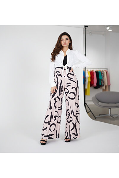 MQ Women's two-piece set: long-sleeved blouse and wide-leg pants