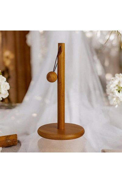 MİEN 30 cm Bulk Acacia Wood Paper Towel Holder |   Natural and Stylish Countertop Napkin Holder