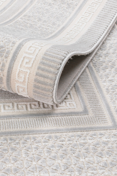 Badelya Home Gri 7109 Modern Desen Doğal Taban Saçaklı Salon Koridor Mutfak Ç...