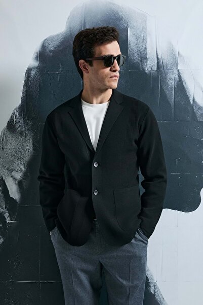 Lufian 112100070 Andre Men's Cardigan Men's Jacket Black