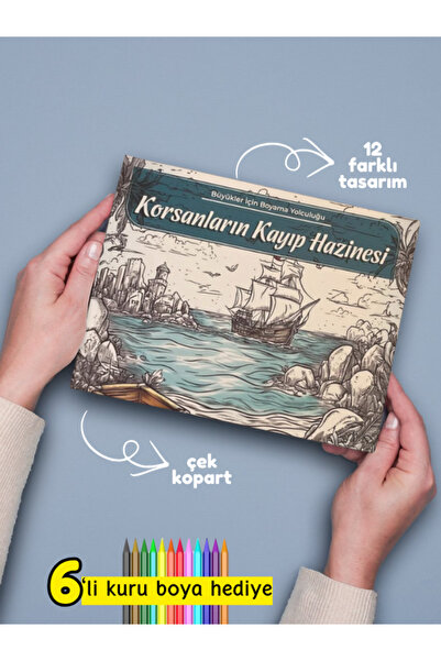 Pembe Yayınevi Mandala Boyama Kitabı - Yetişkinler İçin Mandala Boyama Kitabı - Korsanların Kayıp Hazinesi