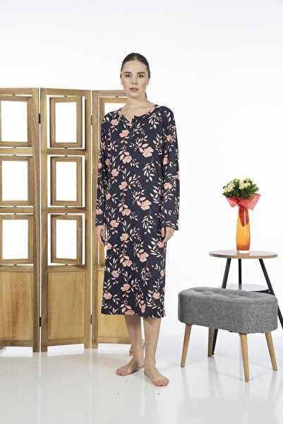 gd goldoremi Estiva 23246-2 Top με κουμπιά μακρυμάνικο φόρεμα με στάμπα Lycra...